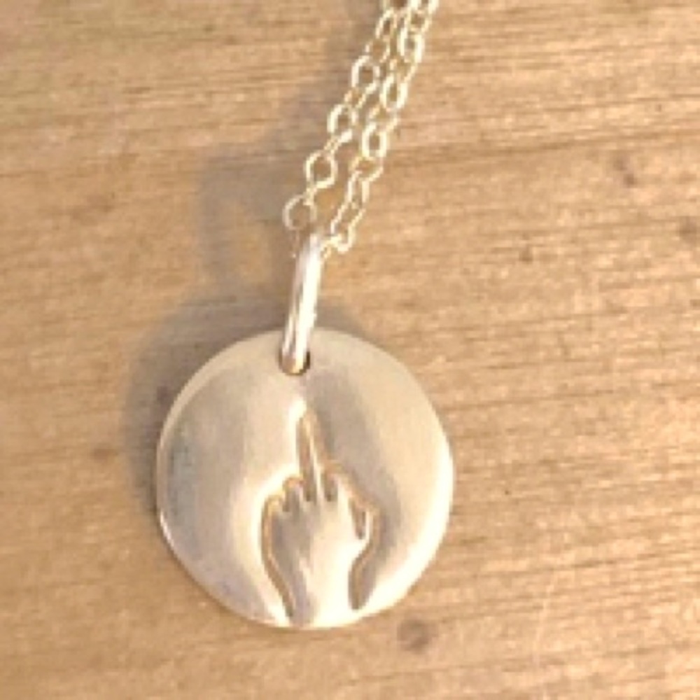 Up yours! Middle finger necklace!